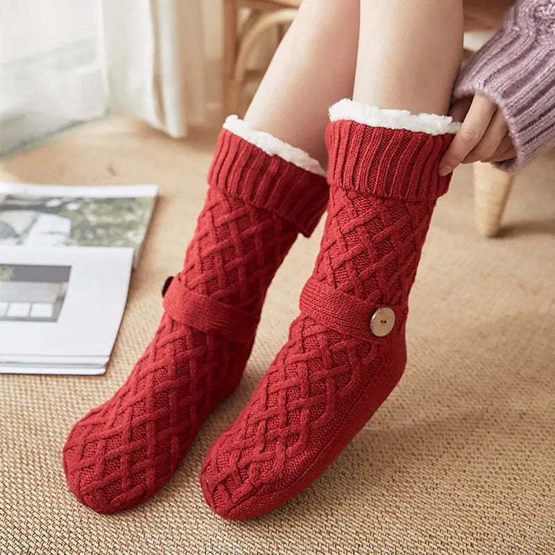 Lambswool Fleece-lined Christmas Floor Socks