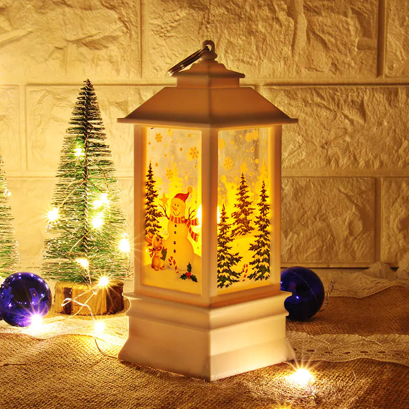 Christmas Snowman Candle Lantern Table Night Light Decor