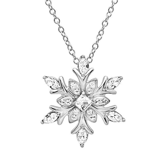 Stylish Gemstone Necklace with Zircon Christmas Snowflake