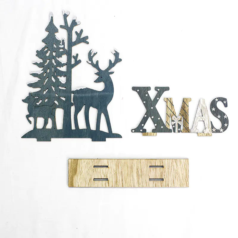 Wooden Christmas Reindeer Decorative Figure (Creative)