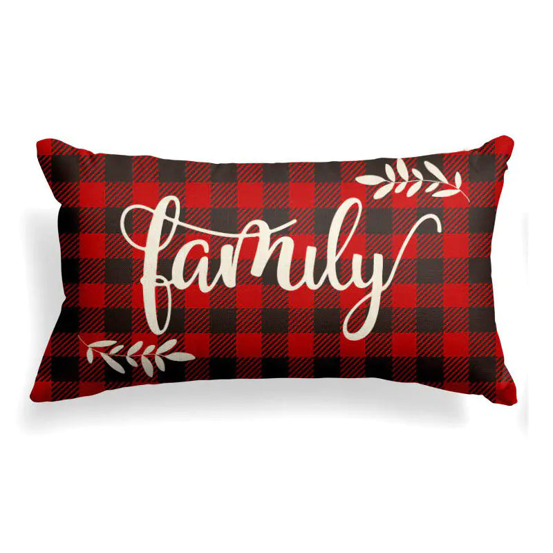 Long Christmas Linen Lumbar Cushion Cover for Office Seat