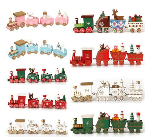Christmas Wooden Mini Train Decoration (Solid Wood)
