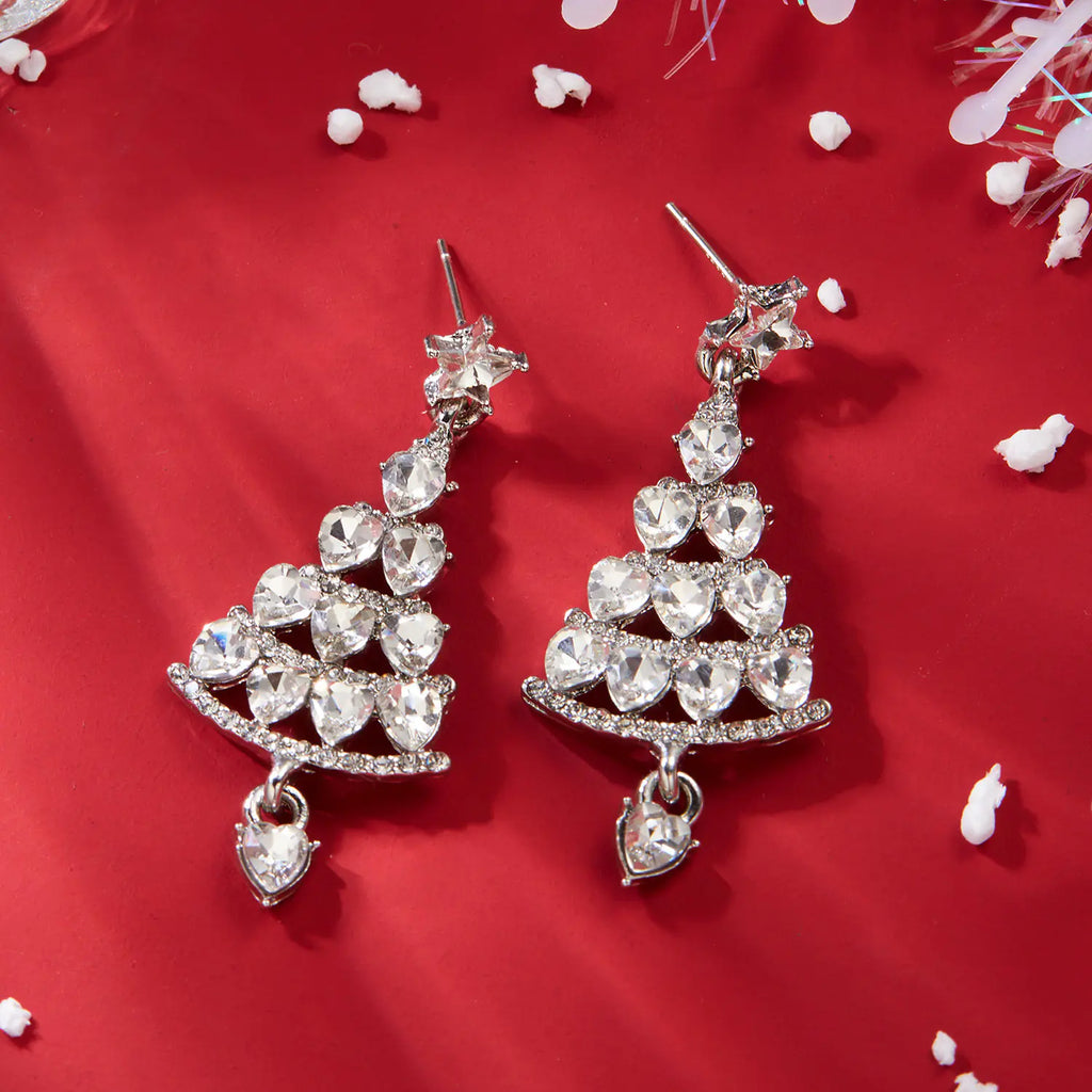 Creative Christmas Star Earrings with Rhinestones