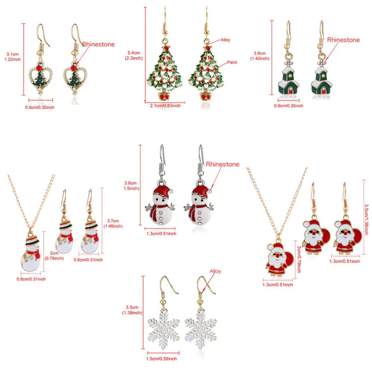 Christmas Jewelry Set: Earrings and Necklace