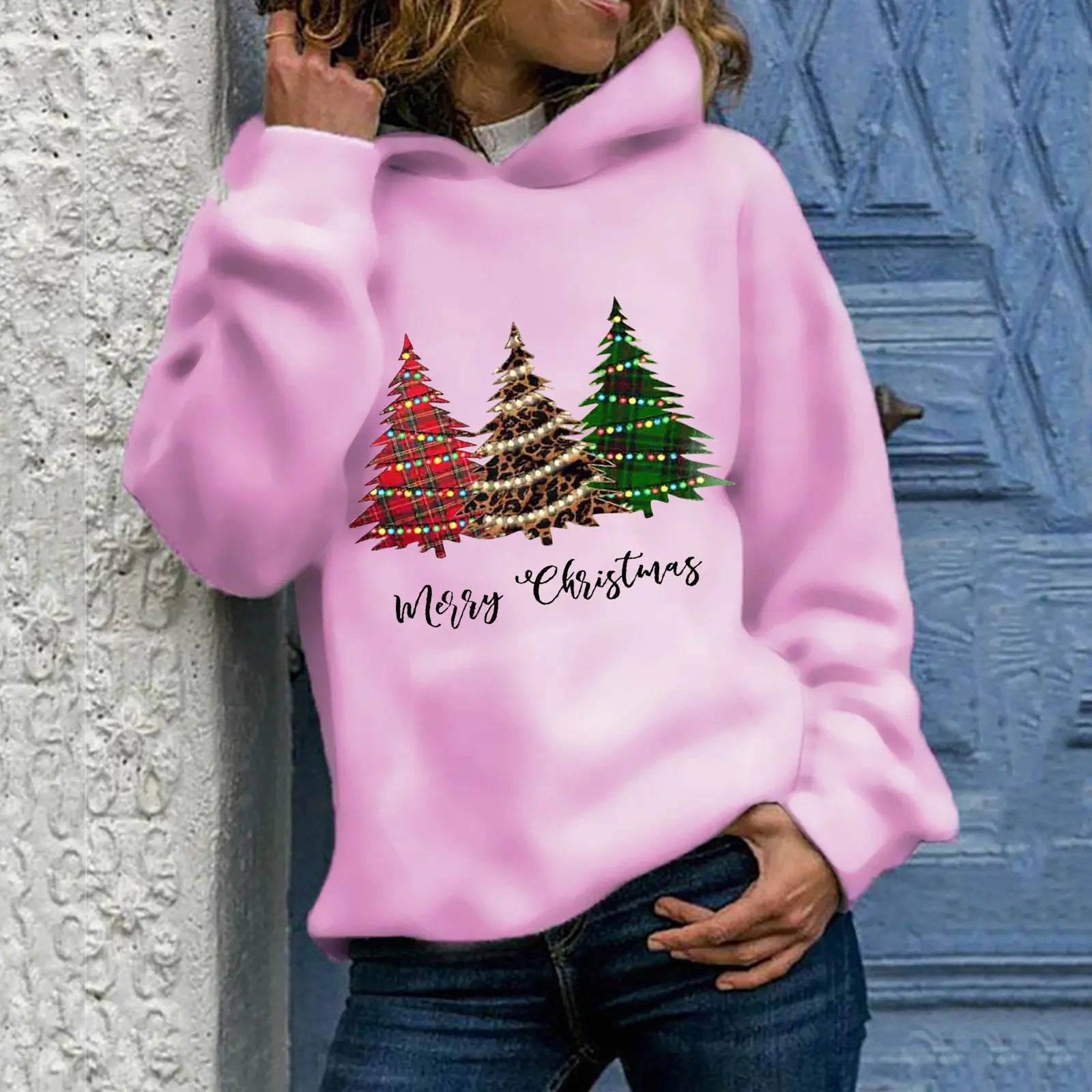 Merry Christmas Tree Hoodie - Plus Size Loose Top