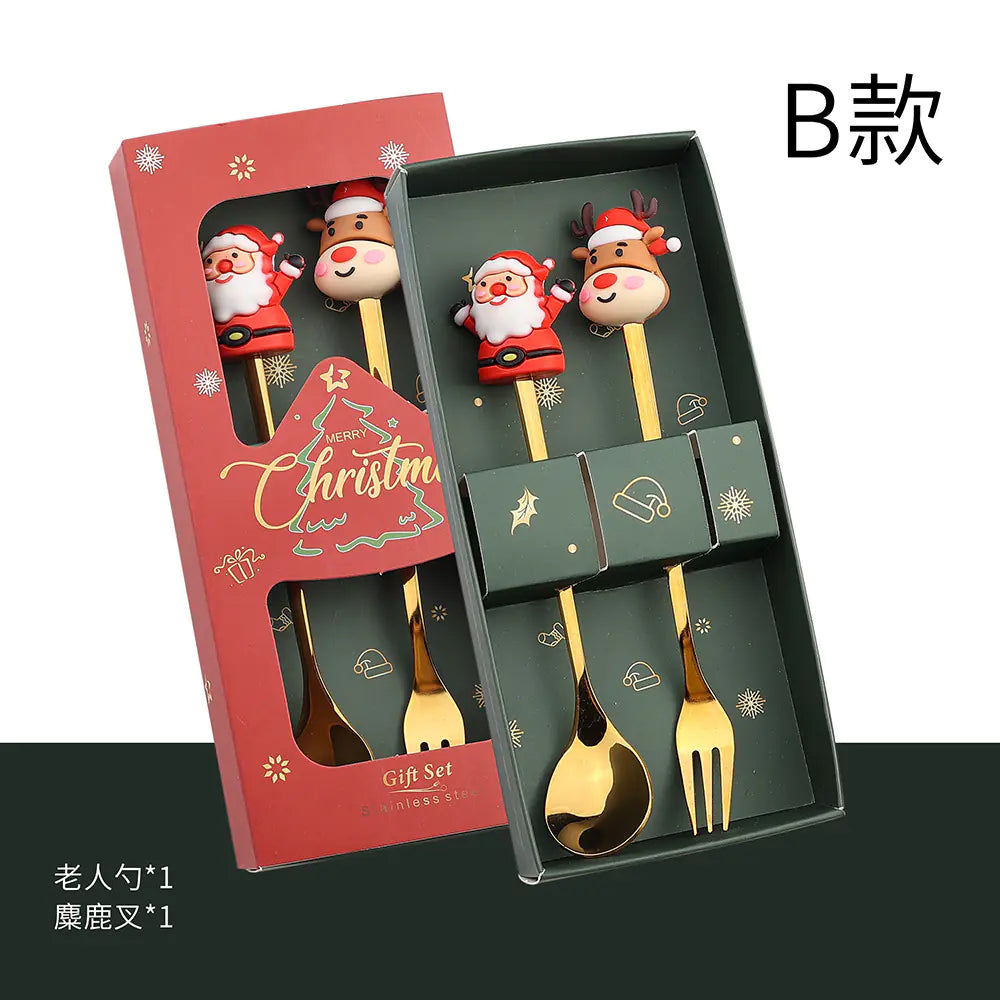 Stainless Steel Christmas Spoon Set with Forks