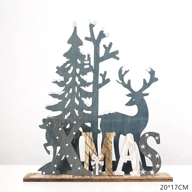 Wooden Christmas Reindeer Decorative Figure (Creative)