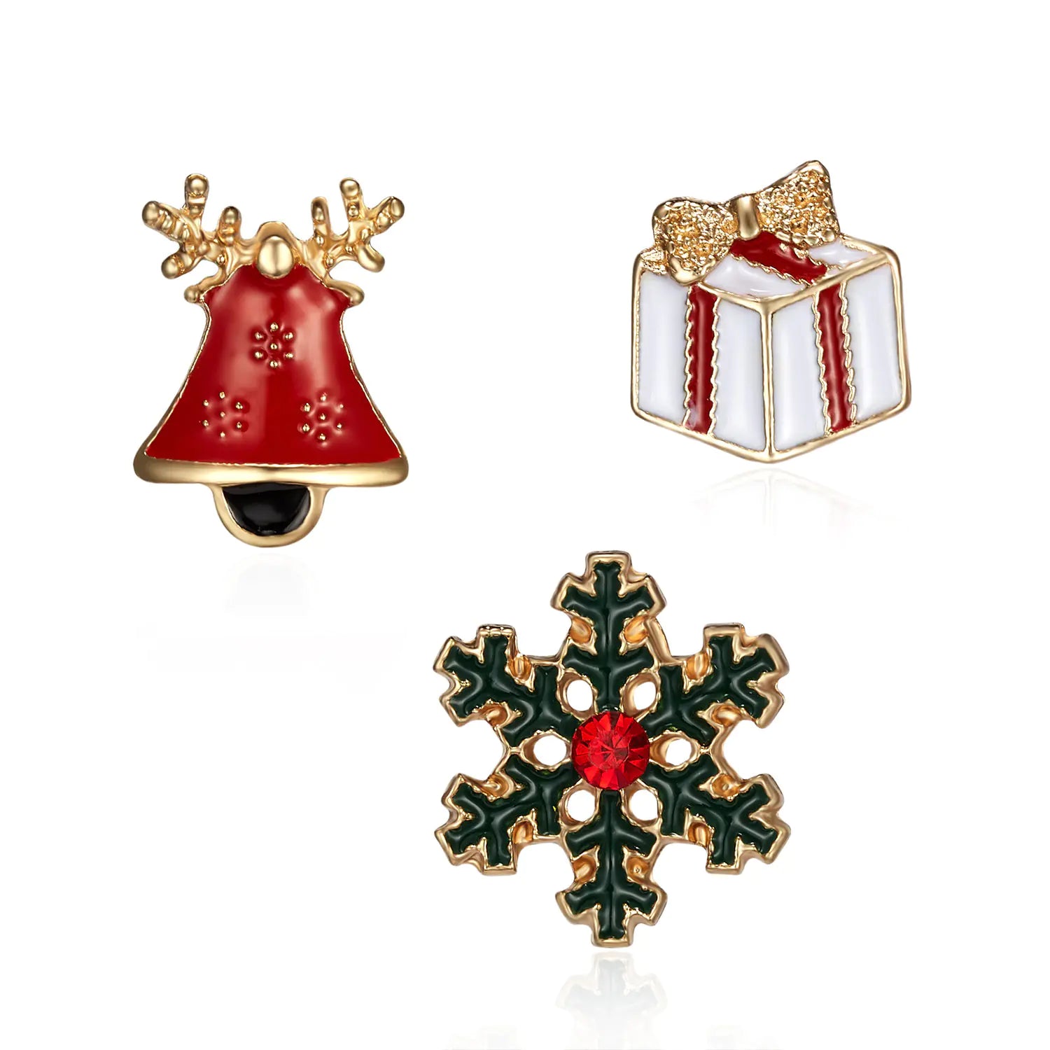 Fashionable Christmas Tree and Reindeer Brooch Set (3PCS)