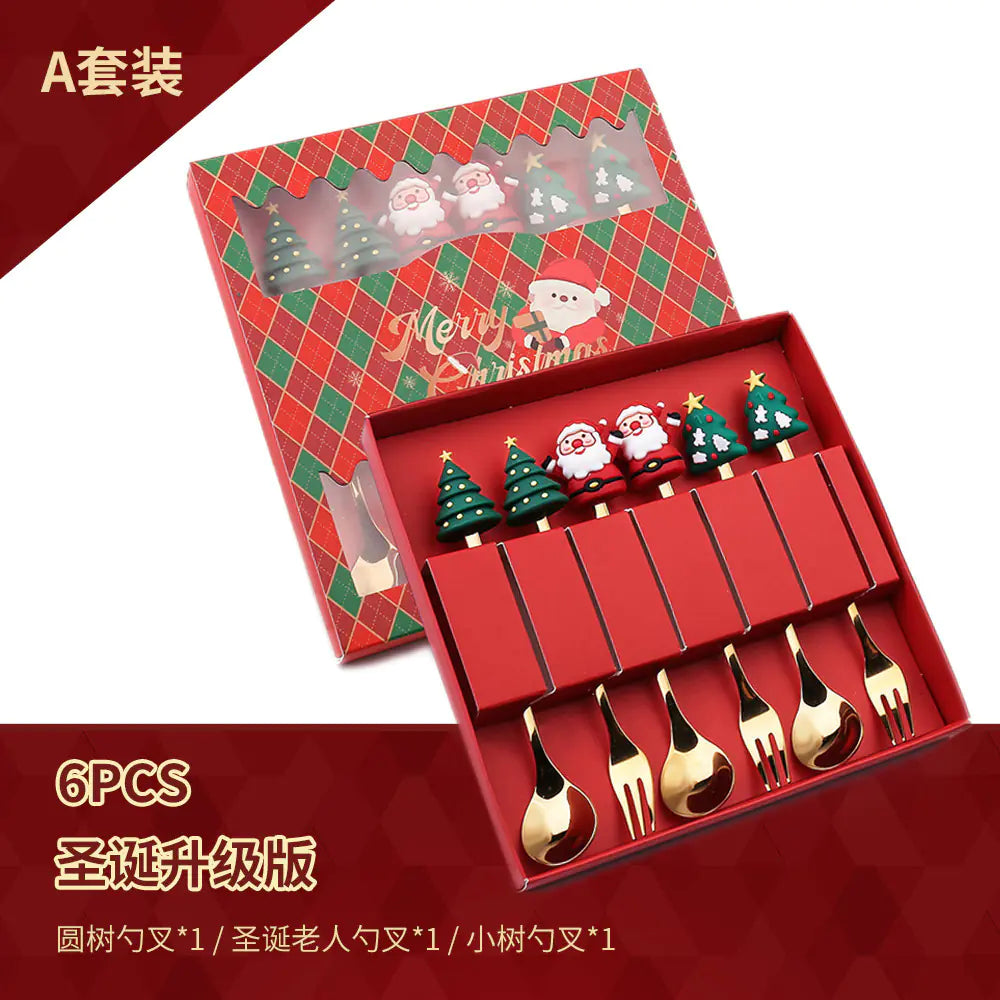 Stainless Steel Christmas Spoon Set with Forks