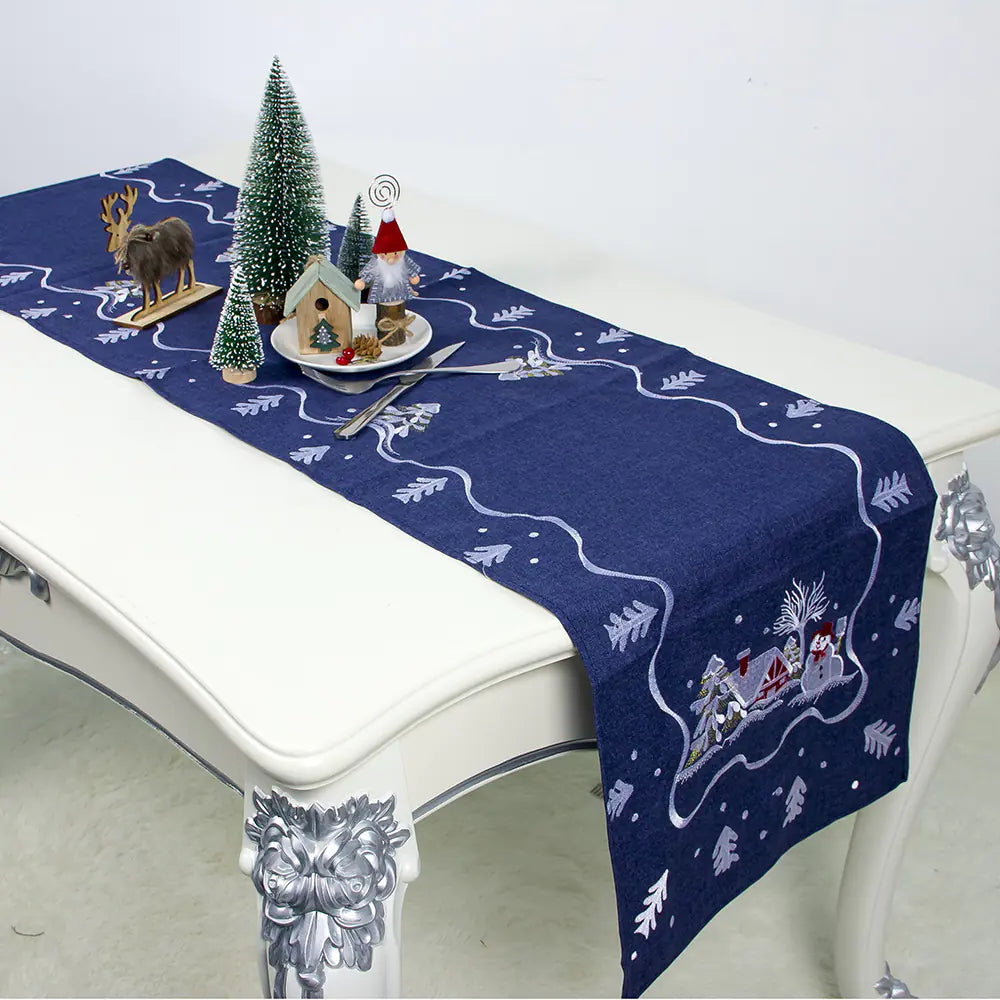 Embroidered Fabric Santa Table Banner Christmas Ornament