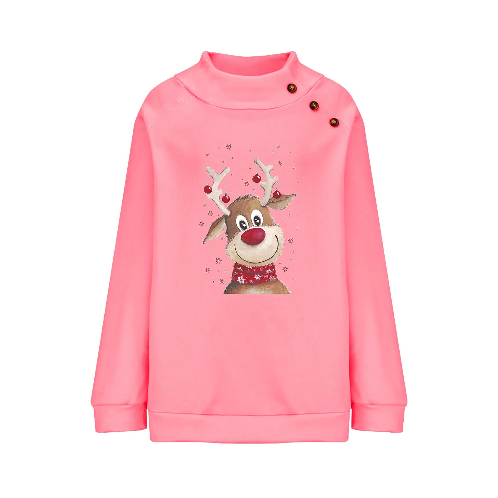 Fawn Loose Long Sleeve Christmas Sweatshirt for Women
