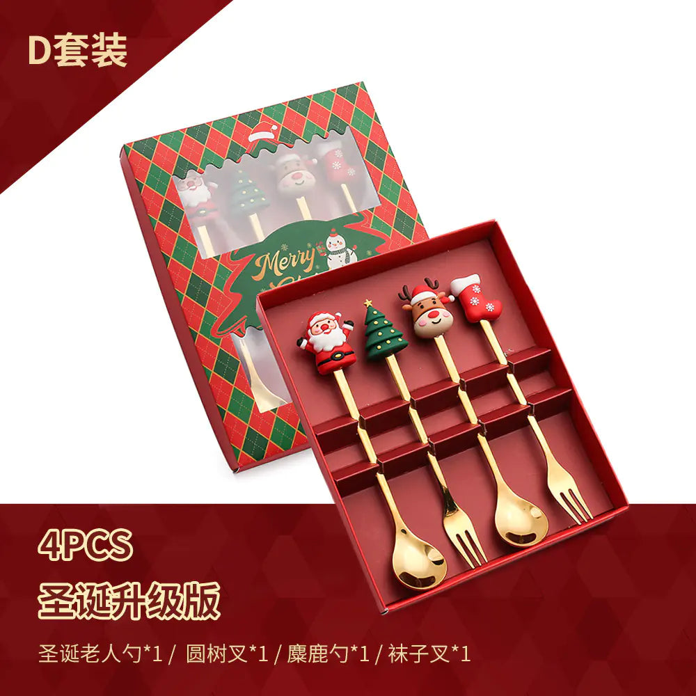 Stainless Steel Christmas Spoon Set with Forks