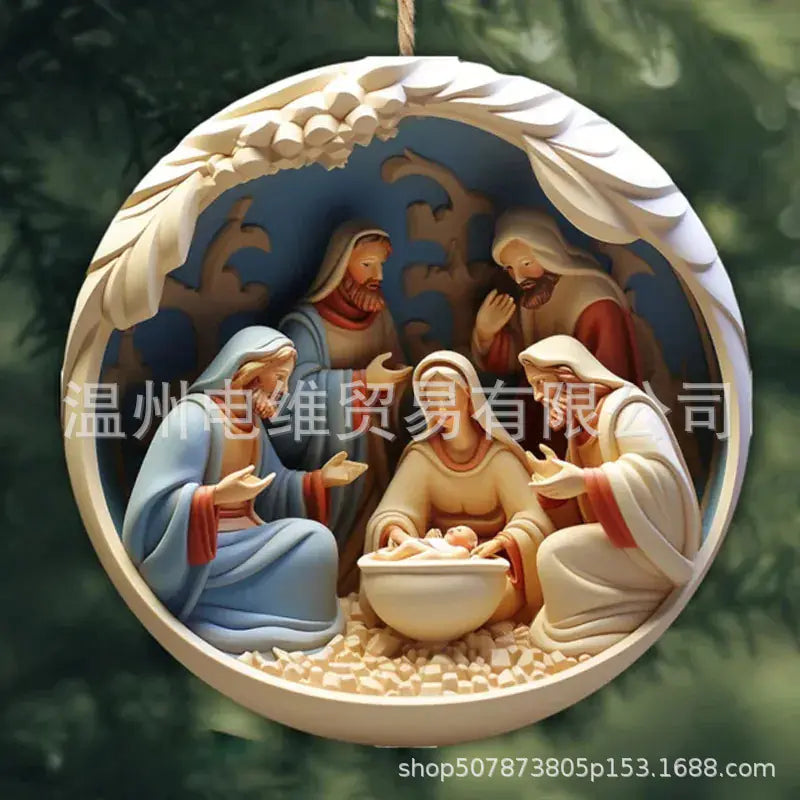 3D Acrylic Nativity Christmas Ornament for Home Decor
