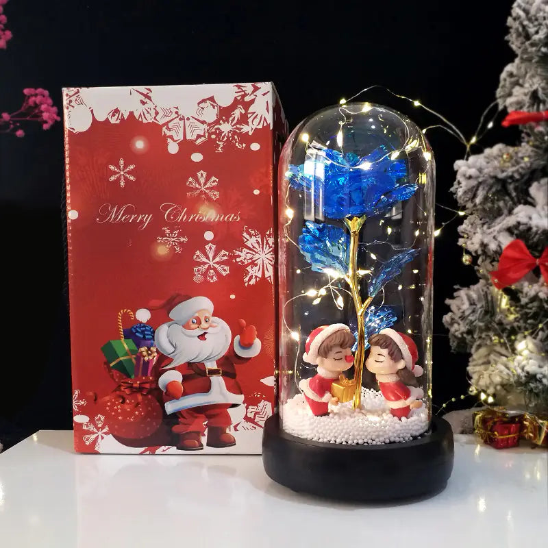 New Creative Christmas Gift Glass LED Lamp with Rose