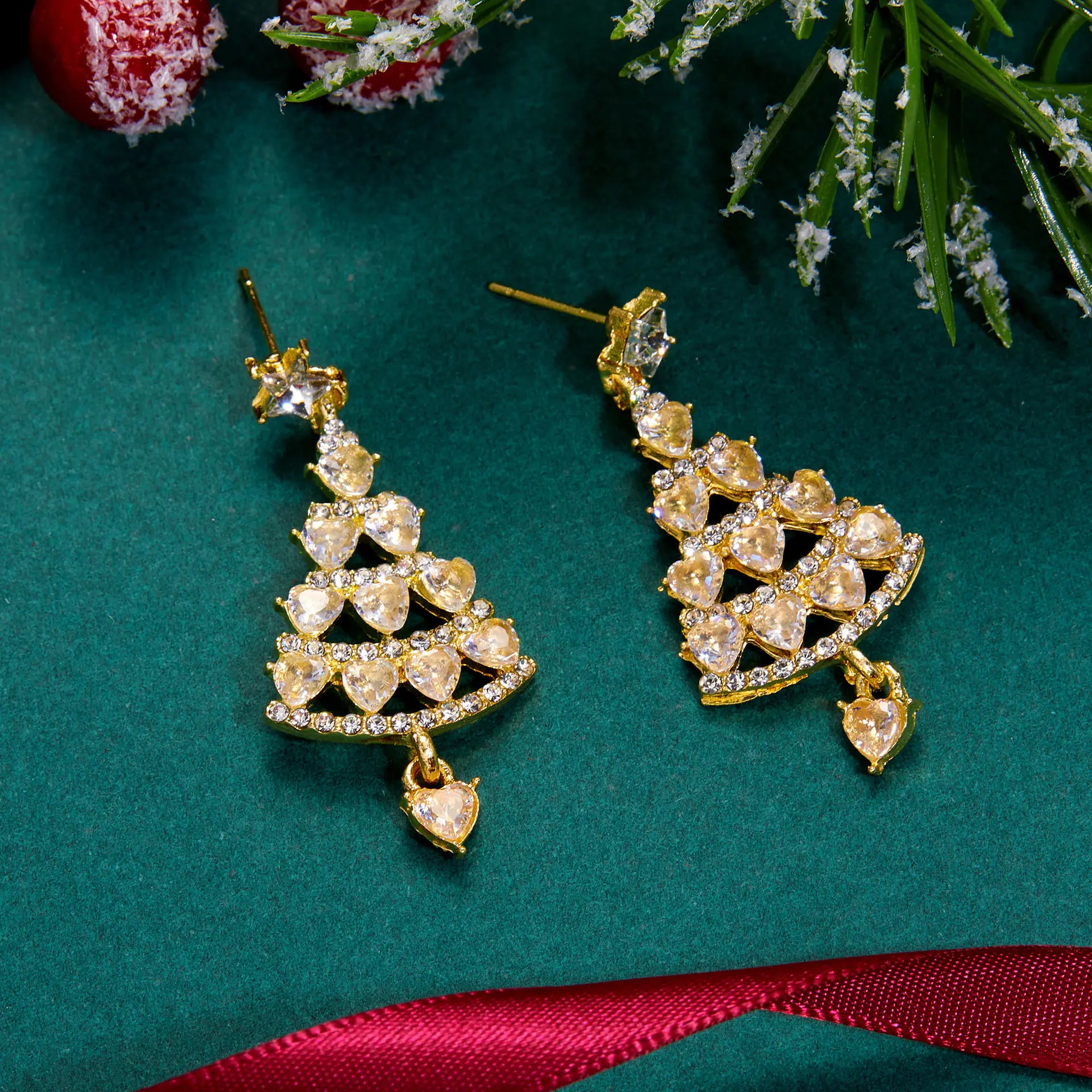 Creative Christmas Star Earrings with Rhinestones