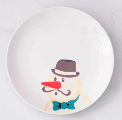 Christmas Cartoon Plates, Santa Tableware, Snack Dishes