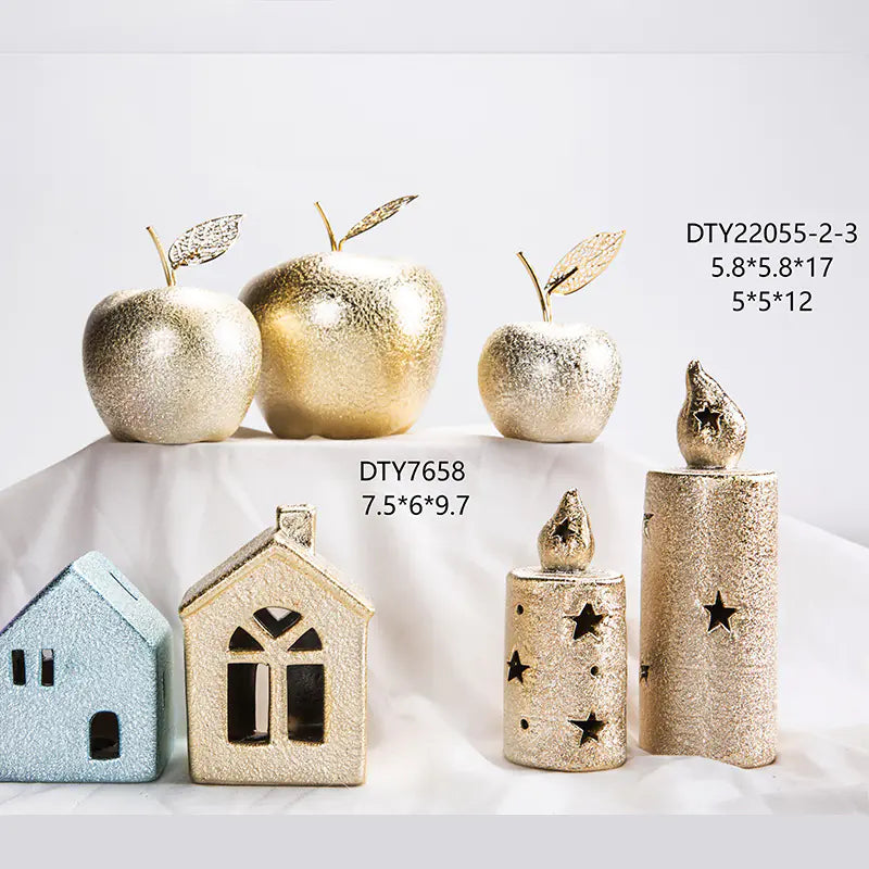 Creative Christmas Candle Holder with Glowing Ceramic House