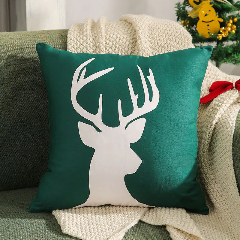 Christmas Tree Gold Foil Deer Cushion Cover 45x45 cm