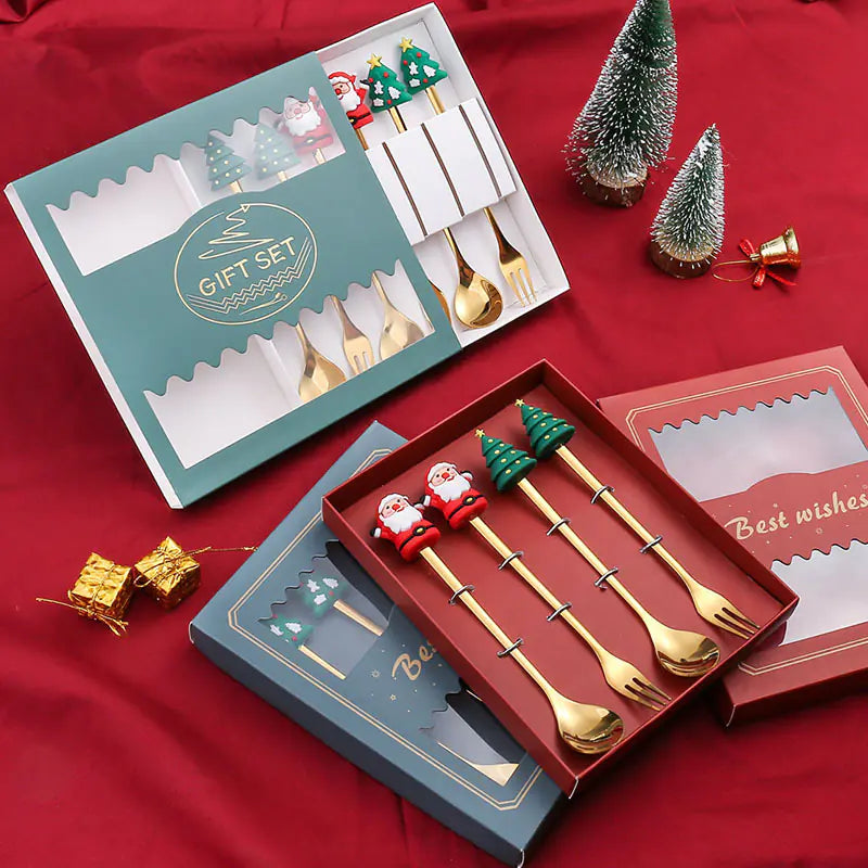 Stainless Steel Christmas Spoon Set with Forks