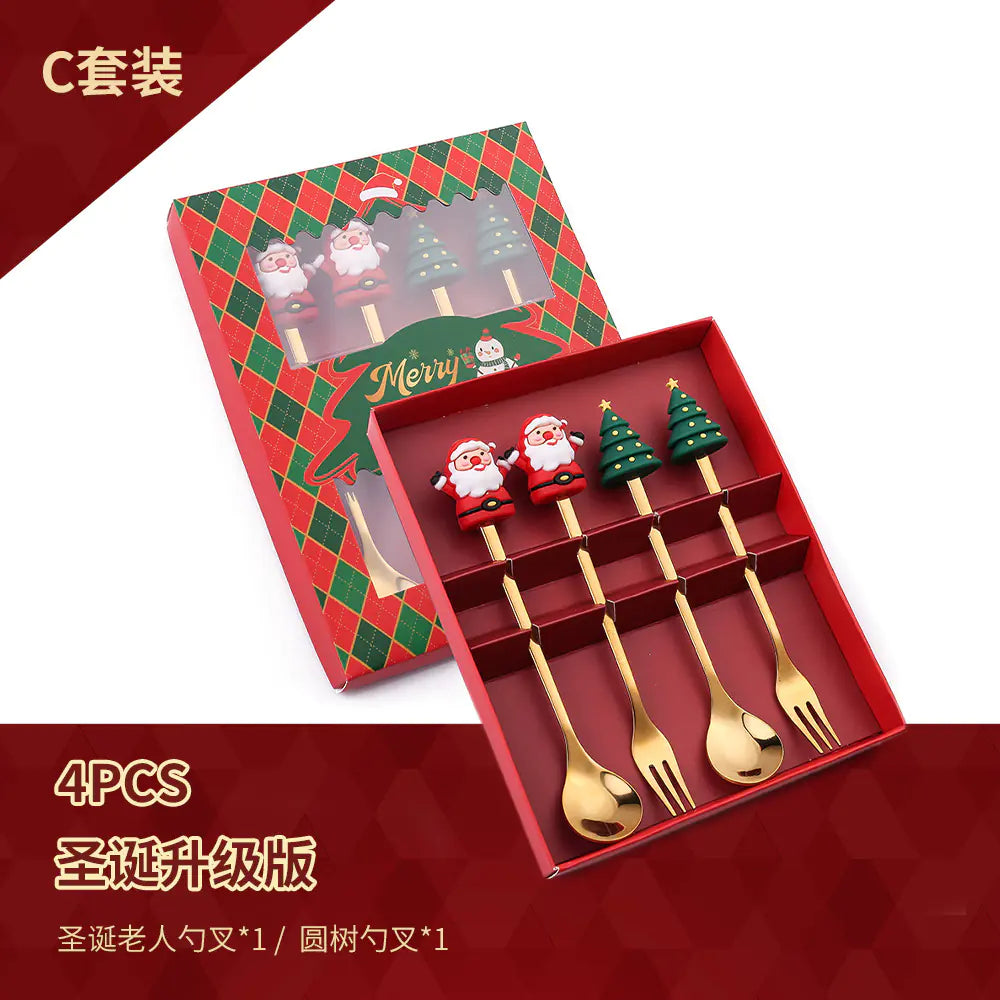 Stainless Steel Christmas Spoon Set with Forks