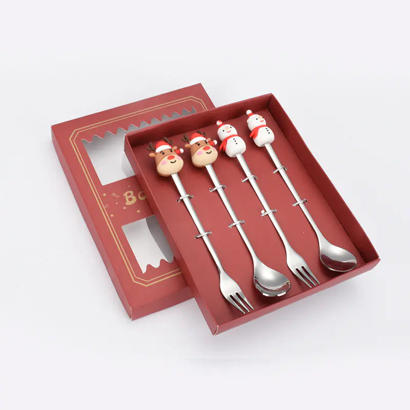 Stainless Steel Christmas Spoon Set with Forks