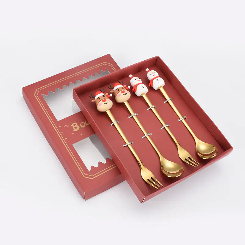 Stainless Steel Christmas Spoon Set with Forks