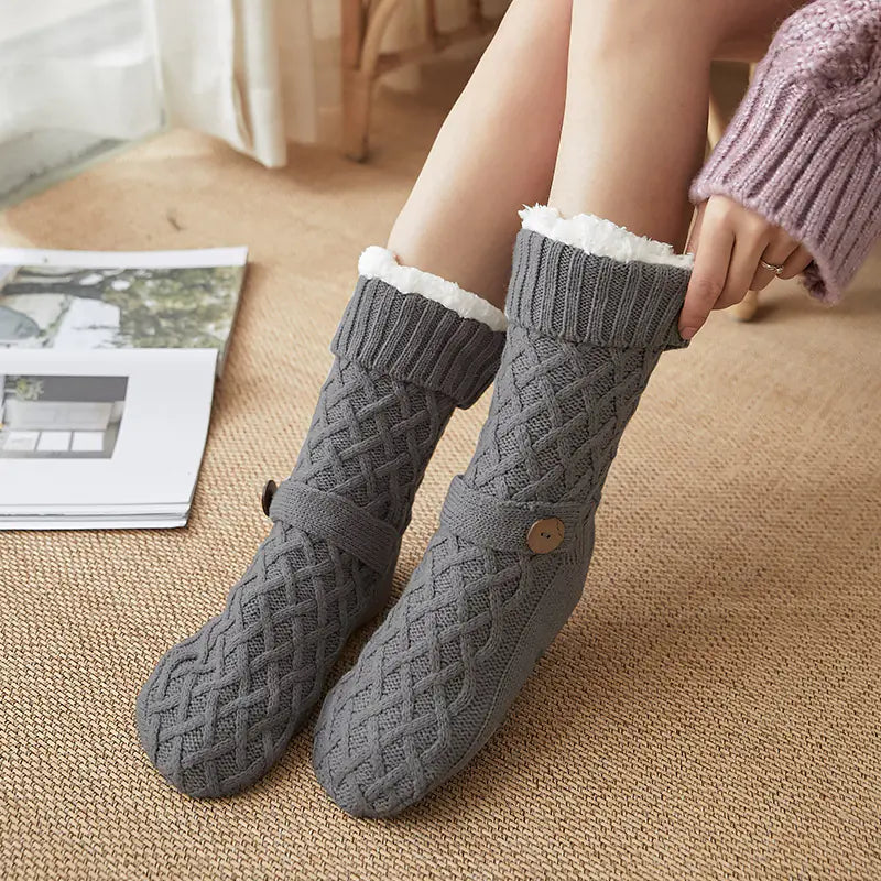 Lambswool Fleece-lined Christmas Floor Socks