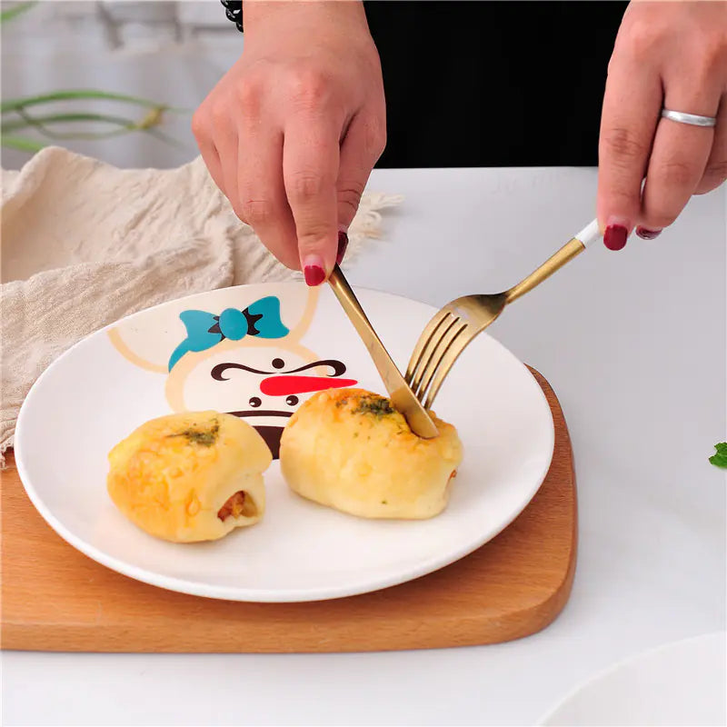 Christmas Cartoon Plates, Santa Tableware, Snack Dishes