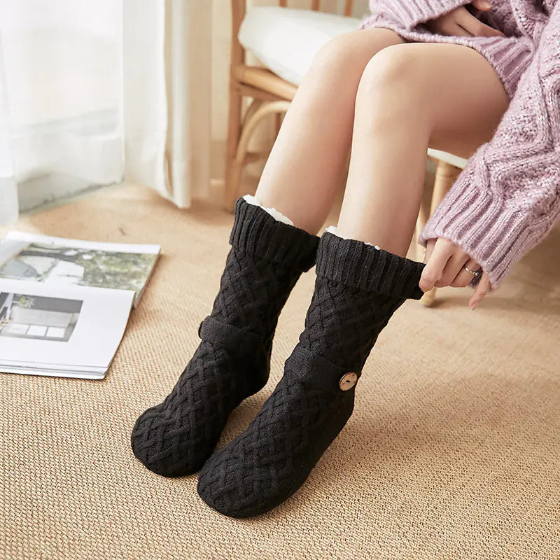 Lambswool Fleece-lined Christmas Floor Socks