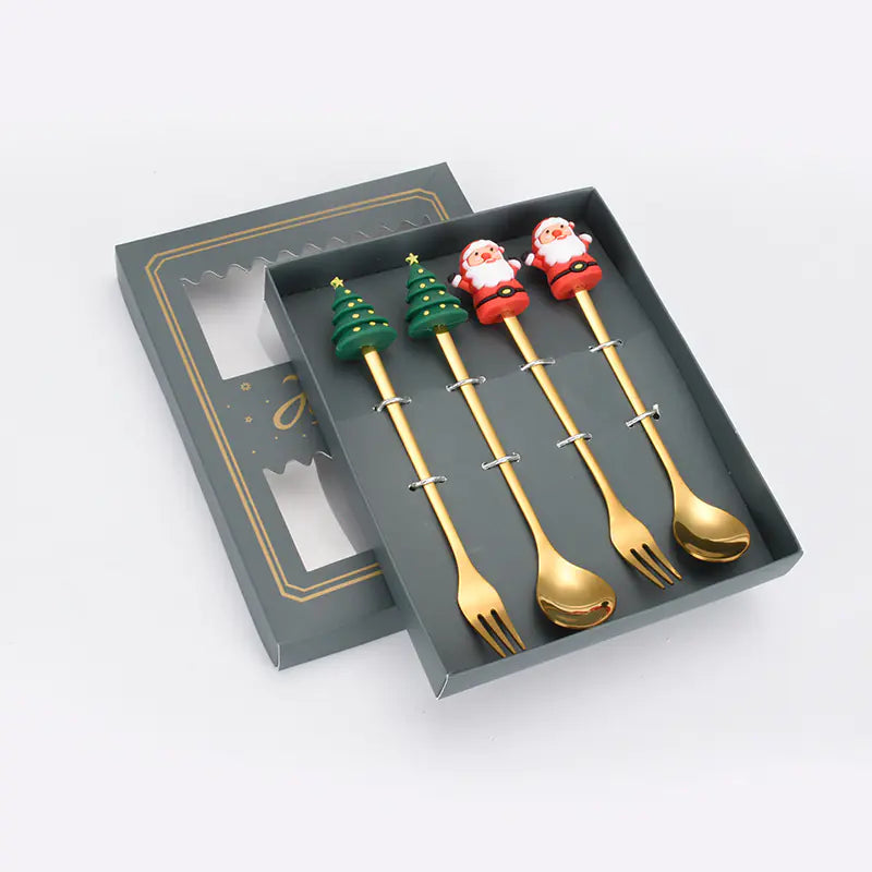 Stainless Steel Christmas Spoon Set with Forks