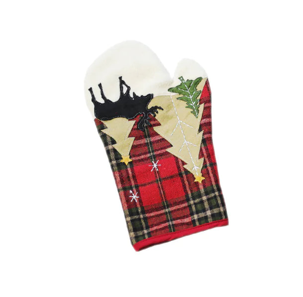 Nordic Christmas Checkered Oven Mitts for Home Use