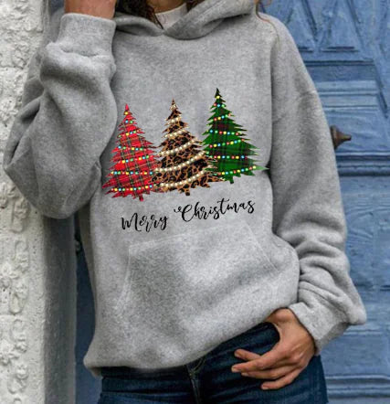 Merry Christmas Tree Hoodie - Plus Size Loose Top