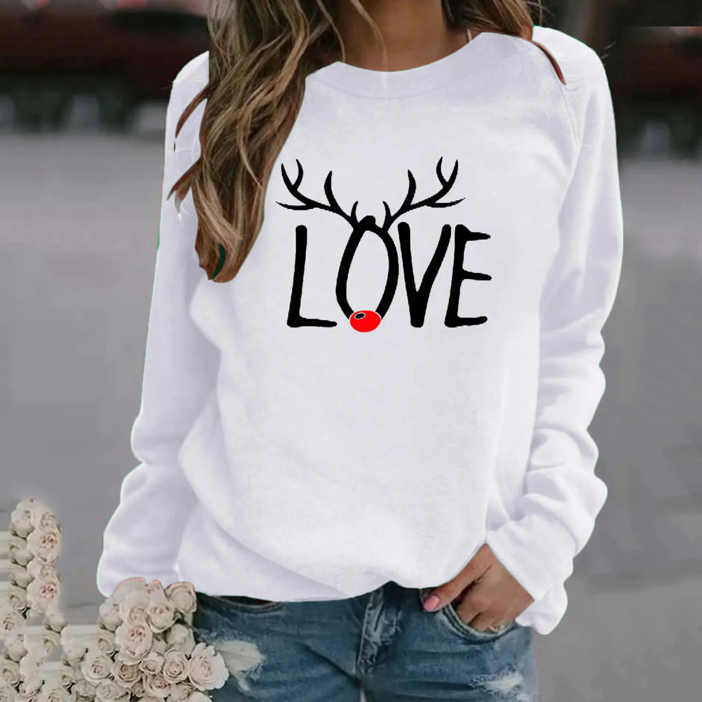 Christmas Pattern Printed Long Sleeve Sweatshirt for Women