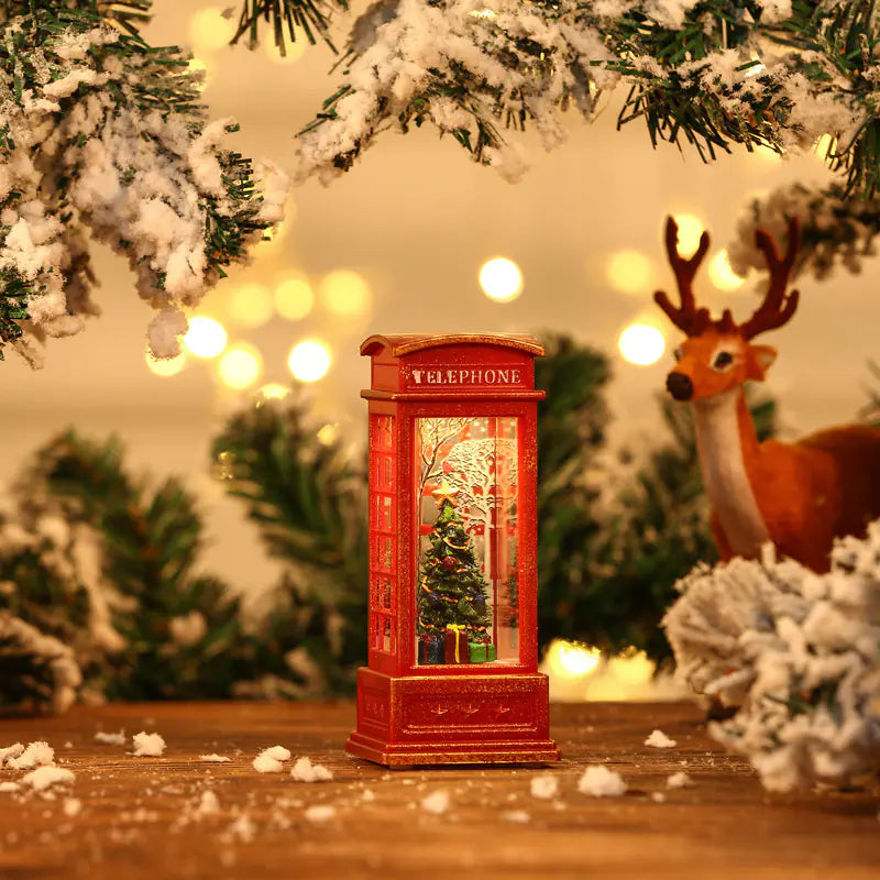 Christmas Decor Snowman Water Phone Booth Light Up Piece