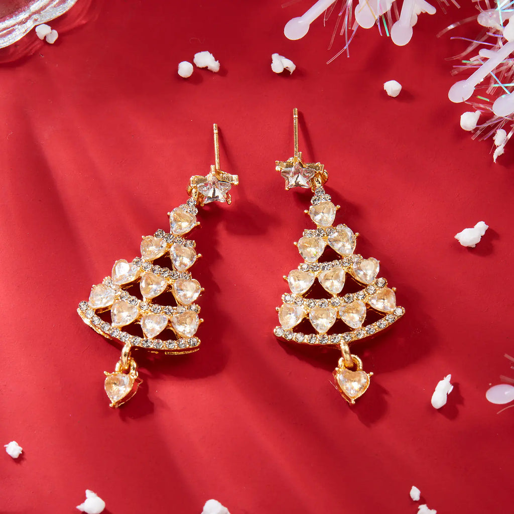 Creative Christmas Star Earrings with Rhinestones