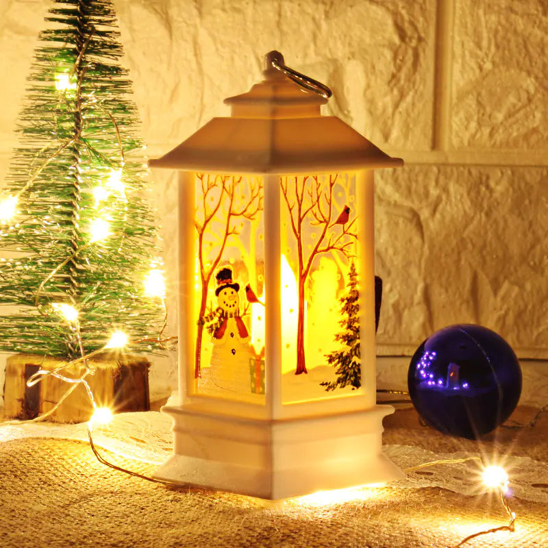Christmas Snowman Candle Lantern Table Night Light Decor