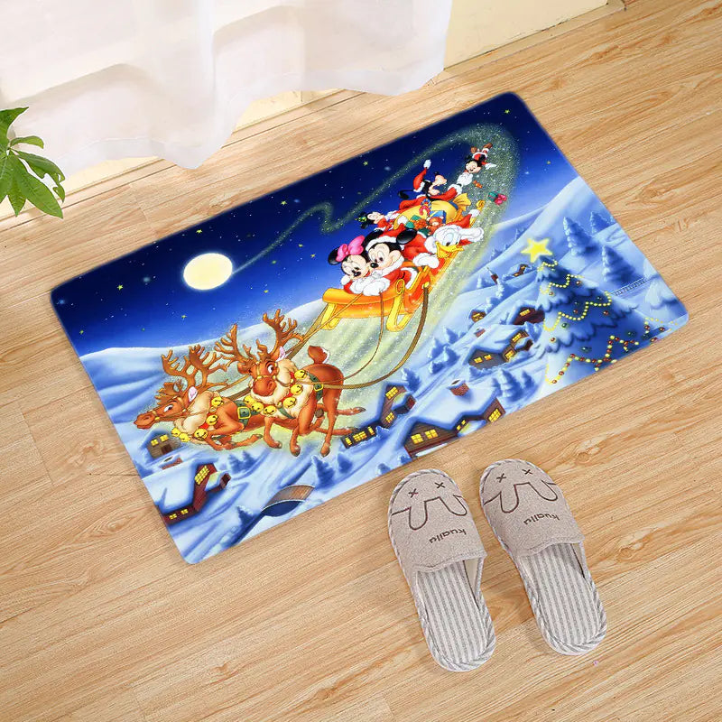 Fleece Christmas Door Mat and Non-Slip Bathroom Rug