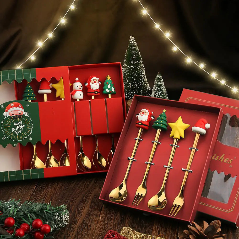 Stainless Steel Christmas Spoon Set with Forks