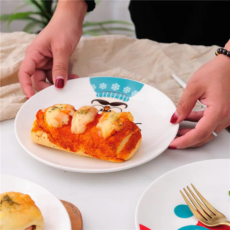 Christmas Cartoon Plates, Santa Tableware, Snack Dishes