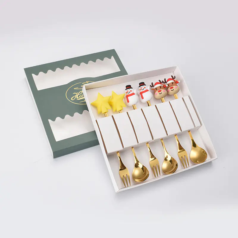 Stainless Steel Christmas Spoon Set with Forks