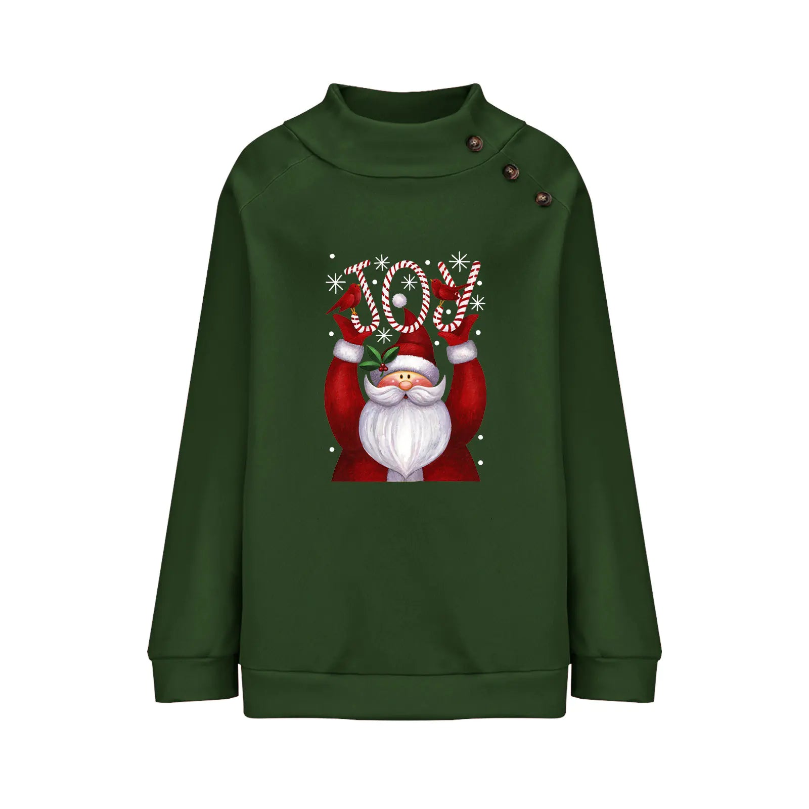 Printed Button Christmas Long Sleeve Sweatshirt for Women