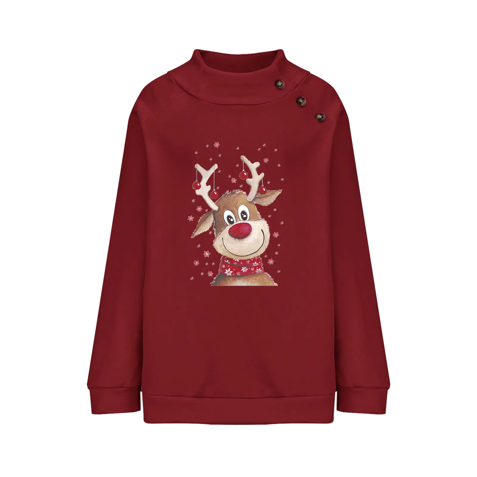 Fawn Loose Long Sleeve Christmas Sweatshirt for Women