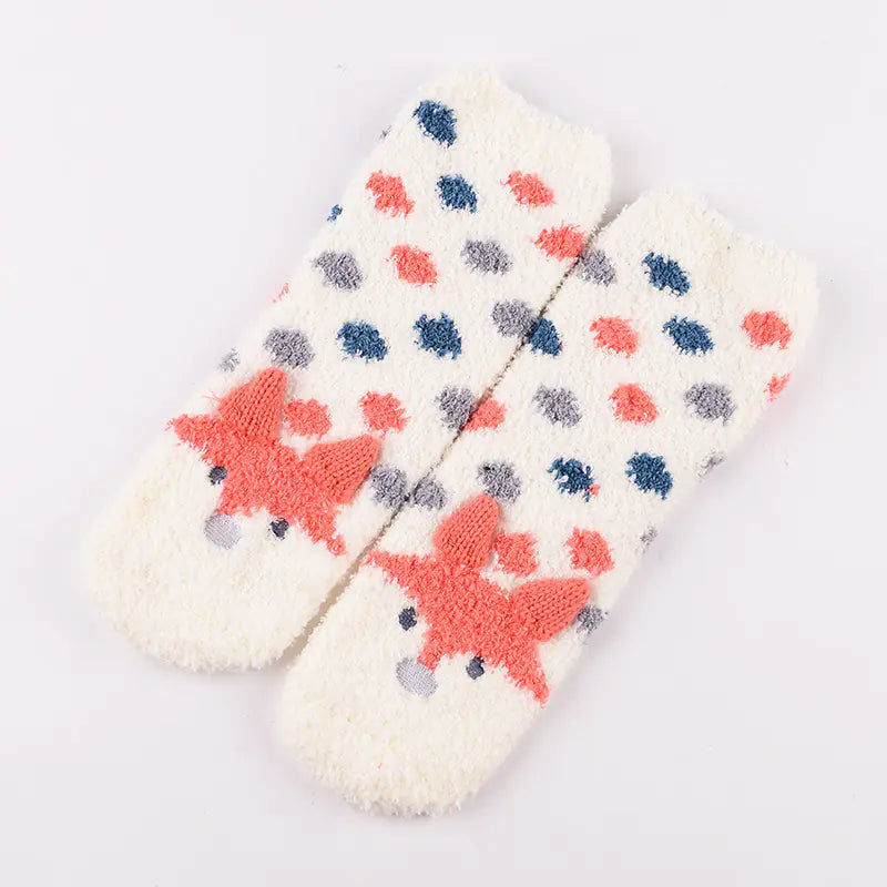 Christmas Cartoon Coral Fleece Terry Socks