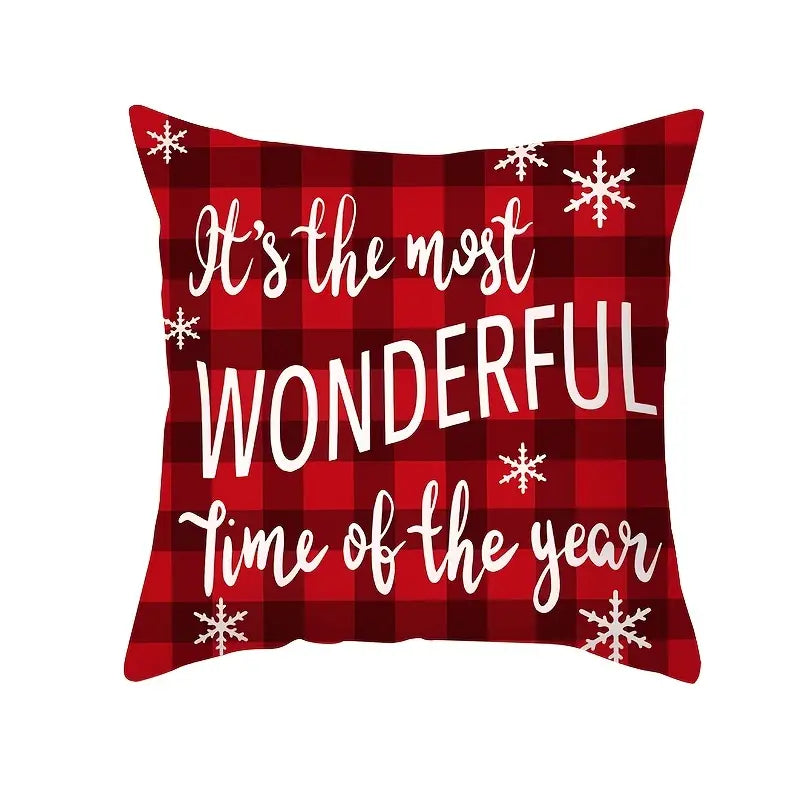 Cartoon Christmas Throw Pillow Cover for Sofa (1pc)