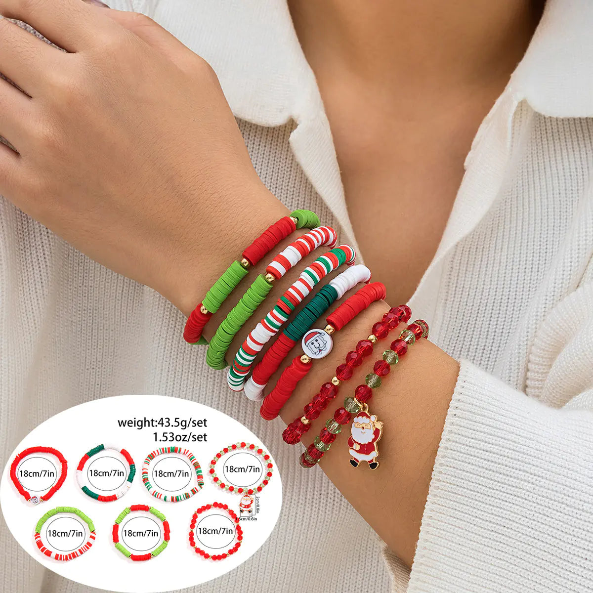 European American Christmas Letters Beaded Bracelet Set