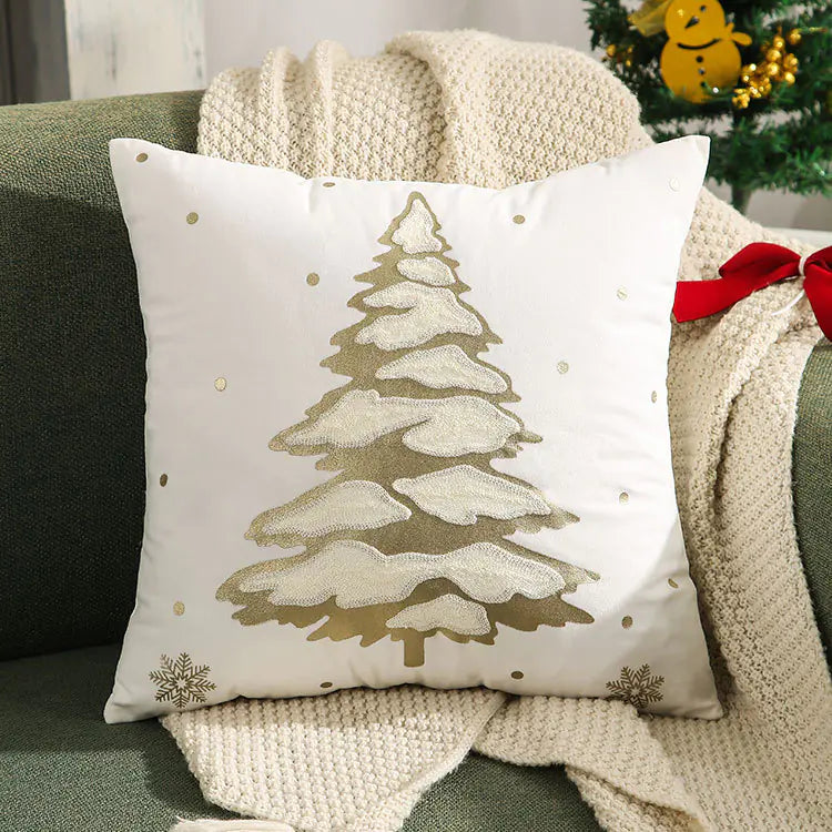 Christmas Tree Gold Foil Deer Cushion Cover 45x45 cm