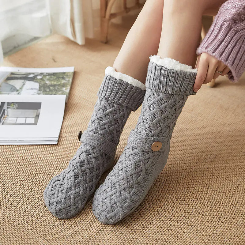 Lambswool Fleece-lined Christmas Floor Socks