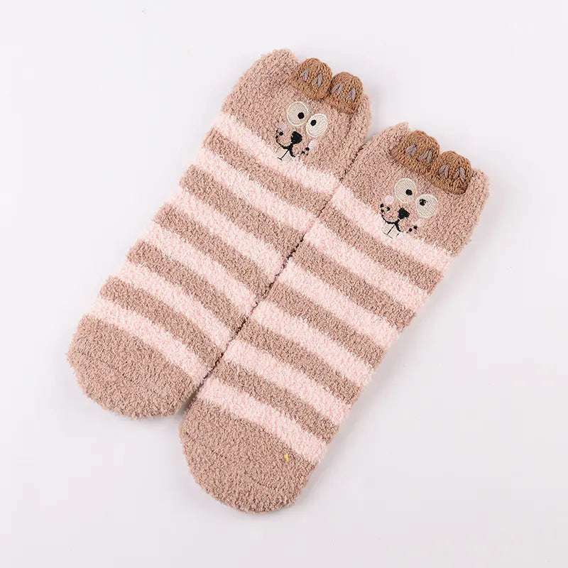 Christmas Cartoon Coral Fleece Terry Socks