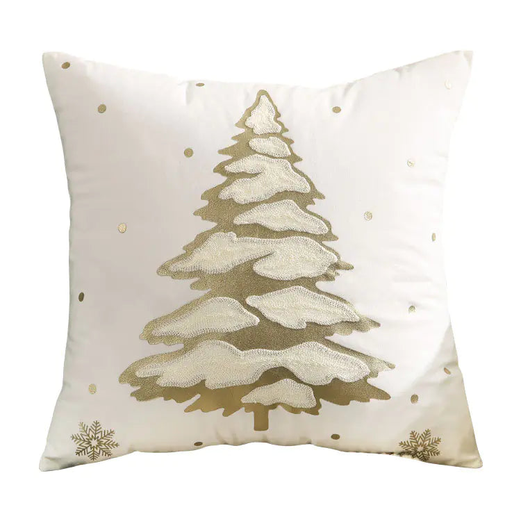 Christmas Tree Gold Foil Deer Cushion Cover 45x45 cm
