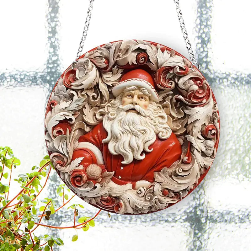 2024 New Christmas Ceramic Santa Acrylic Hanging Decor